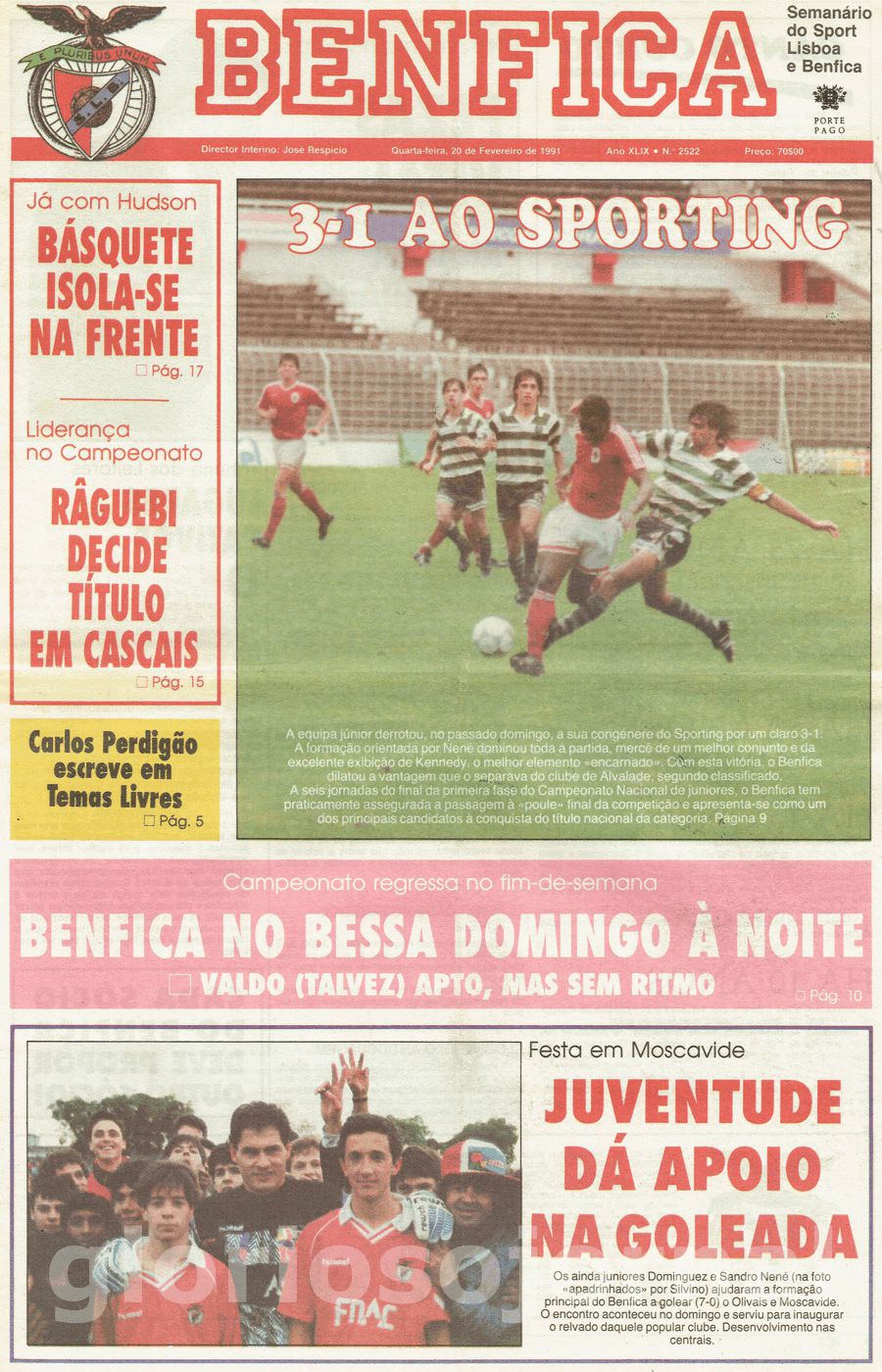 jornal o benfica 2522 1991-02-20
